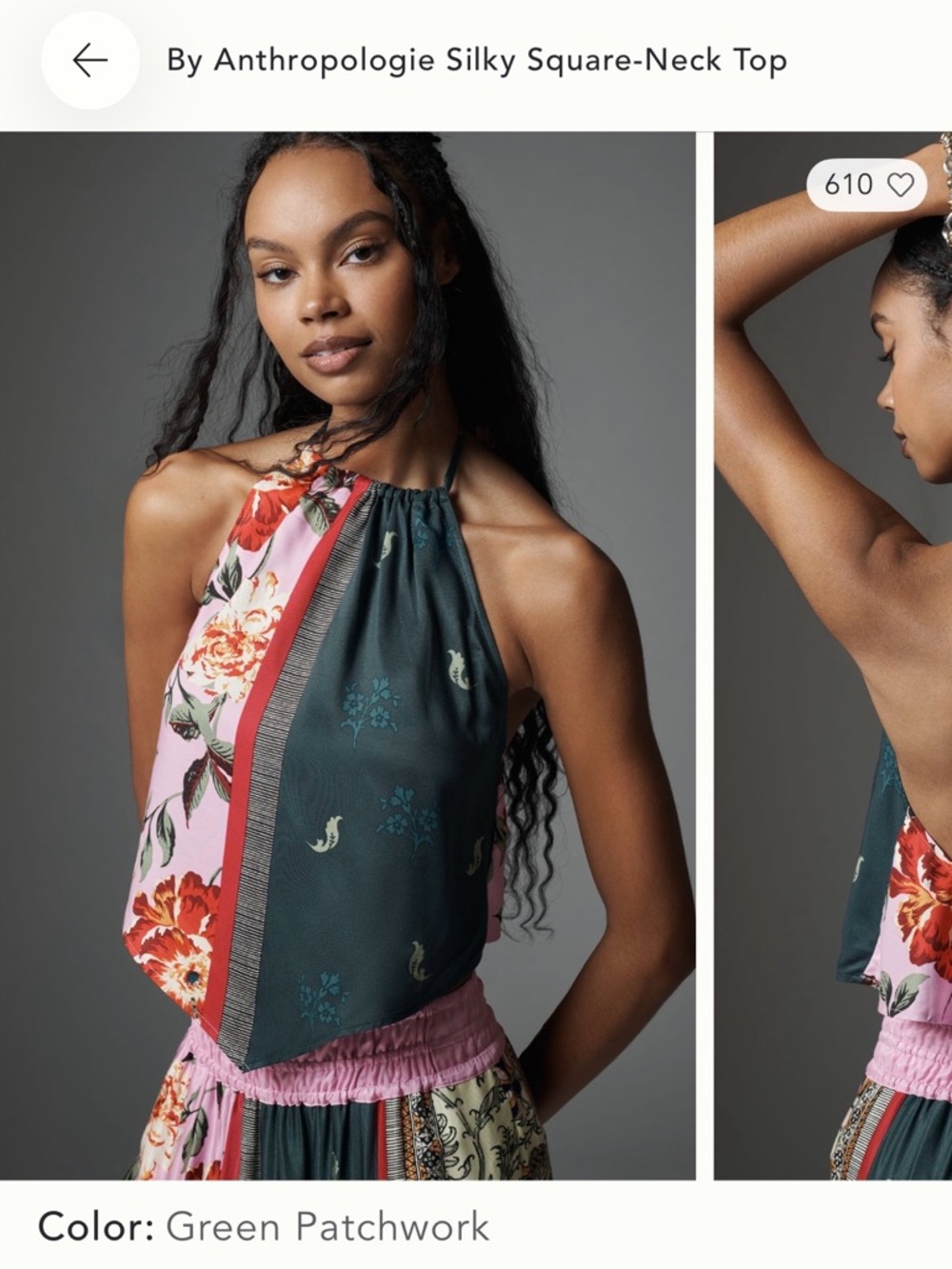 By Anthropologie Silky Square Neck Top XS